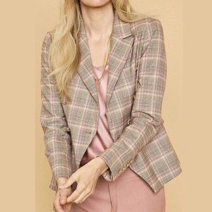 Mos Mosh Beliz Fara Plaid Double Breasted Blazer